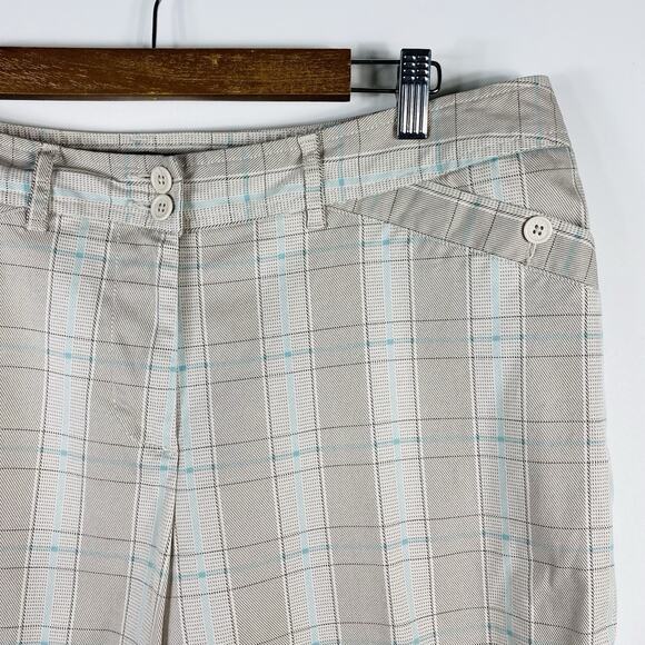 Lane Bryant Plus Size 18 Plaid Cropped Capri Pants Tan Cotton Blend Casual - Picture 3 of 5